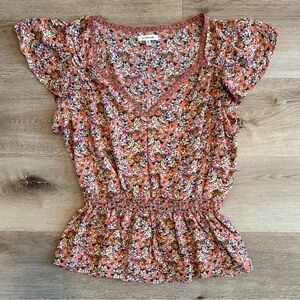 Max Studio Floral V-Neck Top